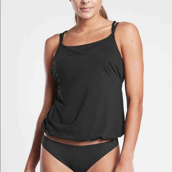 Athleta Seascape Blousy Tankini NWT Black 34D/DD Medium - Picture 3 of 7